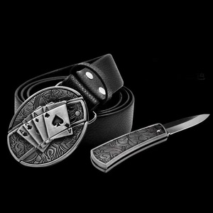 Cintura Multifunzionale in Lega con Fibbia Liscia a Testa di Bue, Stile Western Cowboy Personalizzato, Hip-hop Retrò alla Moda - Product Image 4