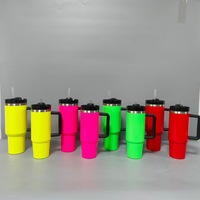 Gobelets H2.0 Neon Colors 40oz 30oz pour tasses de voyage en acier inoxydable à double paroi avec couvercle et paille