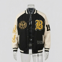 Veste universitaire personnalisée OEM avec patch en chenille, style vintage, streetwear pour hommes, veste brodée Letterman, veste bomber contrastée unisexe