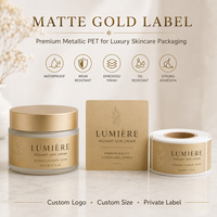 Étiquettes personnalisées pour soins de la peau, étiquettes de pots cosmétiques en feuille d'or mat, autocollants imperméables gaufrés pour emballages de beauté, rouleaux d'étiquettes avec logo