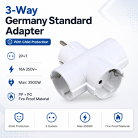 Adaptateur professionnel 16A 3500W Schuko allemand Nema C9, répartiteur de courant 3 voies, triple prise, protection enfant, PC ignifuge