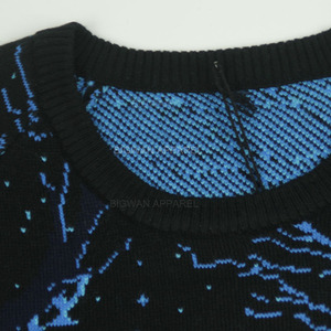 Customize Fully Knitted <strong>Men</strong> Sweater Cotton Jacquard Pattern Knit Top <strong>Winter</strong> Crew Neck <strong>Jumper</strong> <strong>Men's</strong> Knitwear Custom Sweater - Product Image 3