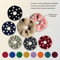 Élastique à cheveux coréen mignon et doux en peluche polyester à pois, fait main, couleur personnalisable