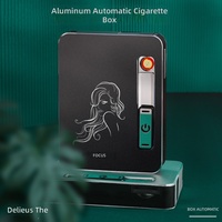 Lot de 20 étuis à cigarettes automatiques, prix usine, avec briquet électronique rechargeable USB pour usage extérieur
