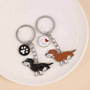 Porte-clés personnalisable en métal en forme de cœur, motif dessin animé créatif et mignon, pour chien bouledogue, avec pendentif décoratif pour la patte - Product Image 4