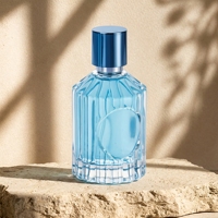 Flacon de parfum de luxe de style arabe 50 ml avec bouchon décoratif, étiquette ronde à rainures, col serti transparent, flacon vide pour vaporisateur de parfum