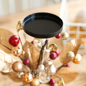 Support de bougie en fer LANJO en forme de sapin de Noël avec ornements de fruits et de feuilles, décoration élégante pour la table - Product Image 2