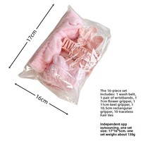 Ensemble d'accessoires de douche multicolores 16-en-1 : Grande pince mate, bandeau doux et élastique pour femmes, usage quotidien en salon