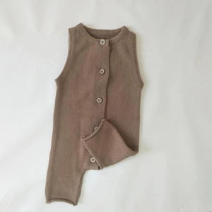 Barboteuse et combinaison unisexe pour bébé en coton 100 % Square Fonda avec fermeture boutonnée et manches longues – Collection Printemps - Product Image 3