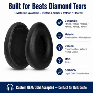 Almohadillas de Repuesto de Cuero Sintético para <span class=keywords><strong>Auriculares</strong></span> <span class=keywords><strong>Monster</strong></span> Diamond Tears, Cómodas y Resistentes al Sudor - Product Image 2