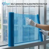 Film protecteur en PE souple auto-adhésif pour verre, rouleau de film transparent moulé par soufflage pour la protection du transport et du stockage