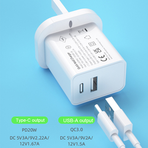 20W PD sạc nhanh cổng kép <span class=keywords><strong>USB</strong></span> A + C tường sạc QC2.0 3.0 OVP/OCP/OTP bảo vệ thông minh Anh ổ cắm cho các thiết bị di động điện - Product Image 6