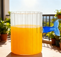Tasses et mugs en verre borosilicate écologiques de 420 ml, design queue de baleine, sans BPA, anti-fuite, compatibles lave-vaisselle, pour café, thé et plus