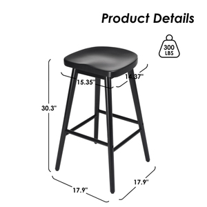 30.3'' Solid Wood <b>Adjustable</b> <b>Bar</b> <b>Stools</b> Set 2 Backless Saddle Seat Counter <b>Stools</b> Footrests Mid-Century Modern Hotel Dining <b>Bar</b> - Product Image 4