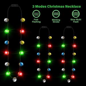 Light up Colar de Natal 13 Bells Natal Jingle Bells Colares para Mulheres Homens 3 Modos <span class=keywords><strong>Christmas</strong></span> Party Favors Presentes - Product Image 3