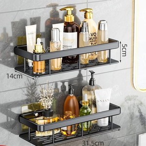 Eco-Friendly Modern Metal 2-tier Toilet <b>Storage</b> <b>Rack</b> Non-Perforated Wall-Mounted Bathroom <b>Storage</b> <b>Shower</b> Gel Kitchen Use Custom - Product Image 3