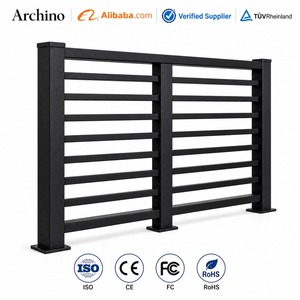 <span class=keywords><strong>Balustrade</strong></span> <span class=keywords><strong>de</strong></span> balcon en aluminium minimaliste <span class=keywords><strong>de</strong></span> luxe, extérieure, noire, à lattes horizontales, pour maison moderne - Product Image 1