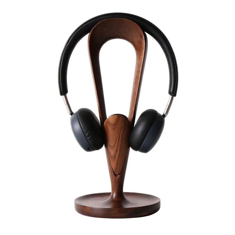 Headphone Holder Black Walnut Solid Wood Headphone Holder Creative Simple Cable Winder Bracket