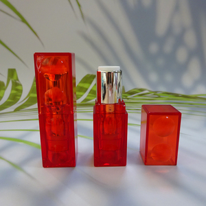 Wholesale <b>Custom</b> Logo Transparent Bright Red Square Plastic <b>Lipstick</b> Tube Bead Decor Luxury Cosmetic Empty <b>Lipstick</b> Packaging - Product Image 5