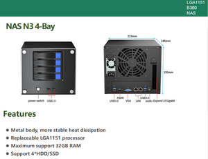 ATX ITX MicroATX Bộ dụng cụ đột kích 4TB trường hợp máy chủ không dây complet serveur 4bay Chassis bảng chính Mini PC lưu trữ 4 bay NAS - Product Image 3