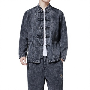 JAYCAN SPORTS Unisex Denim Tracksuit Set Hooded Casual Solid Color 100% Cotton Breathable Eco-Friendly Streetwear Midweight - Product Image 4