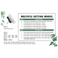 Interruptor de Luz con Sensor de Movimiento PIR UL para Montaje en Pared, Stock Local, Unipolar, 120V-270V, 900 Pies Cuadrados, Conexión con Tapa de Cable