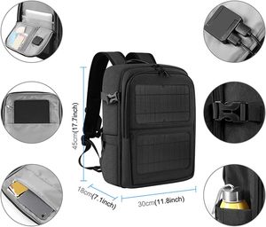 Sac à dos pour ordinateur portable de voyage d'affaires pour hommes, grand sac à dos imperméable avec USB et panneau solaire, fermeture éclair, doublure en polyester - Product Image 1