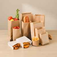 Sacs cadeaux en papier biodégradable à fond carré, sacs en papier kraft brun
