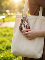 Pendentif de sac à dos personnalisé pour chien, en cuir PU gravé, motif Teddy VIP, cadeau souvenir pour animaux de compagnie