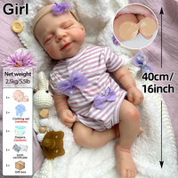 Poupées réalistes en silicone de 40 cm, corps entier, poupées reborn douces et réalistes, poupées endormies Pascale, poupées faites à la main au toucher réel, cadeau pour filles
