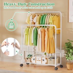 Customized Floor Standing Clothes Rack Durable Mobile Metal Clothes Drying Rack Multifunctional Clothing Dry Rack - Product Image 5
