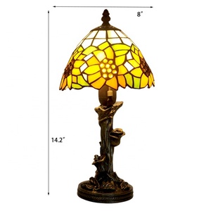 Lampe de bureau LongHuiJing de 8 pouces, style campagnard américain, lampe Tiffany en verre teinté, abat-jour tournesol - Product Image 3
