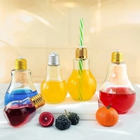 Forme d'ampoule créative de conception 200ml 250ml 300ml 400ml bouteille en verre de boisson claire bouteille de jus de lait lumière Led