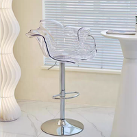 Chaise de bar de luxe légère Chaise en pétale en résine Sculpture transparente Chaise de loisirs pour hôtel et restaurant