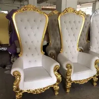 Chaises d'hôtel à trône doré en métal à dossier haut rembourrées pour mariage et événements de fête prix d'usine