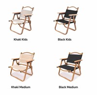 Chaise pliante Kermit pour enfants, chaise de camping portable, chaise d'extérieur légère, chaise de camping pour enfants avec accoudoirs en bois