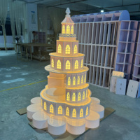 Support à cupcakes multi-niveaux personnalisable pour fêtes de mariage et décoration de table à desserts, tour à gâteaux LED en forme de château