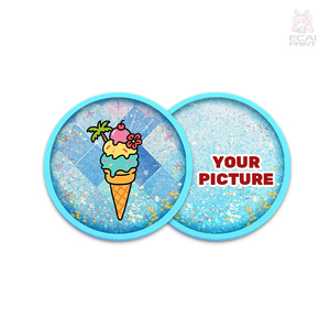 Kawaii Souvenir Coaster Custom Cartoon Creative Liquid Glitter Acrylic Coaster Non-Slip Drink Mat for Coffee Tea Bar