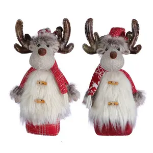 Boneka rusa Natal, kerajinan rusa, ornamen atas meja buatan tangan, mainan Natal mewah rusa