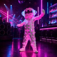 Costume LED Lumineux en Coton Intégral avec Casque Audio et Batterie Rechargeable pour Fêtes d'Halloween, Bars et Spectacles Scéniques