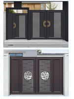 Porte d'entrée de villa moderne en aluminium sur mesure, fabriquée en usine, certifiée CE, portail coulissant électrique