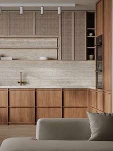 Meubles complets de style rustique avec armoires intégrées, conception de cuisine ouverte, armoire de rangement de cuisine - Product Image 2