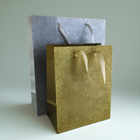 Sacs cadeaux en papier d'art de luxe avec pelliculage mat brillant or/argent sur toute la surface, réutilisables, 157 g/m², avec poignée en ruban