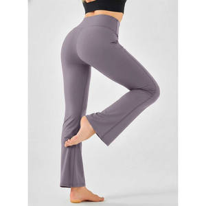 Leggings de yoga Flare taille haute, extensibles dans quatre directions, couleur unie, sans coutures, longueur intégrale, pantalon de sport pour femme - Product Image 2