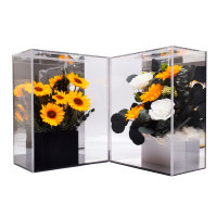 Coffret Cadeau de Noël Personnalisé de Luxe en Acrylique Transparent avec Bouquet de Fleurs Éternelles (Rose et Tournesol)