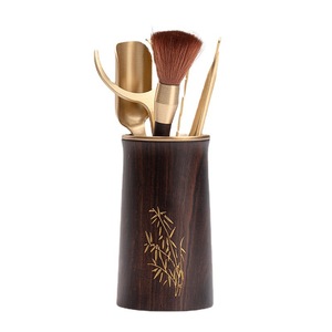 Juego de Seis Herramientas de Té de Latón y Madera para Ceremonia del Té, Utensilios de Té Kung Fu, Colección Completa - Product Image 4