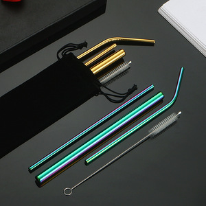 Wholesale <b>Reusable</b> Metal Drinking <b>Straws</b> 304 Stainless Steel Sturdy Straight <b>Straw</b> with Cleaning Brush Bar Party Accessory - Product Image 6