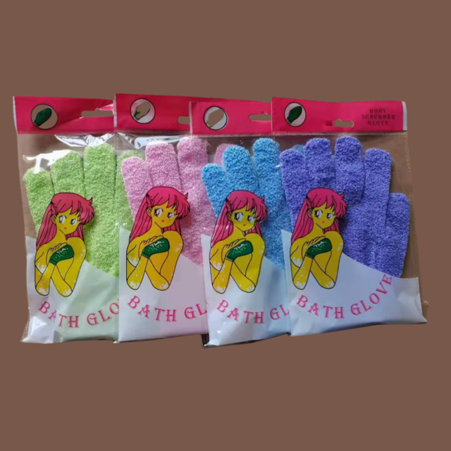 Hot Sale Nylon Five Fingers Mitt Massage Dead Skin Remover Body Gloves Pink Green Body Scrubber Shower Exfoliating Bath Gloves