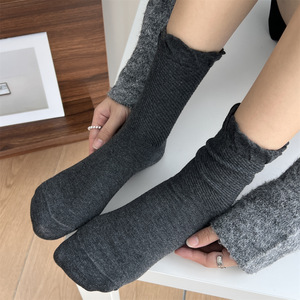 Women's Pure Cotton Slouch <b>Socks</b> Solid Color Breathable Mid-Calf <b>Socks</b> For Summer Casual Wear - Product Image 4