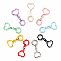 Porte-clés Cœur Couleur Bonbon avec Fermoir à Pression et Chaîne, Anneau en O à Ressort pour Accessoires, Bricolage, Artisanat, Support de Clés, Breloque de Sac